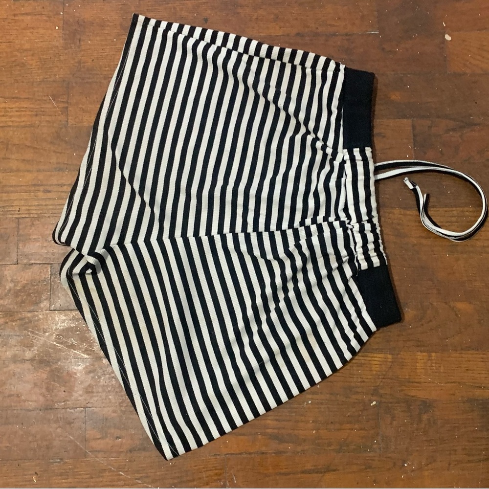 White and black striped shorts